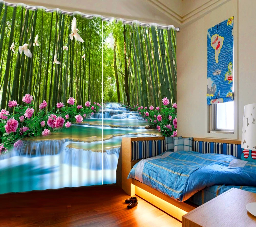 Natur Landschaft Vorhang Wasserfall Bambus Vorhange Neue Fenster Dekoration Fur Wohnzimmer Schlafzimmer Blackout 3d Sheer Fenster Vorhang Curtain Waterfall Sheer Window Curtainwindow Curtains Aliexpress