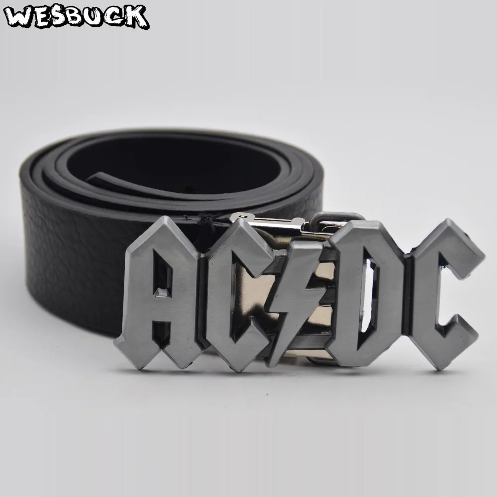 WesBuck бренд ACDC вырез рок тяжелый металл Музыка Пряжка ремня с ПУ ремень фестиваль подарки