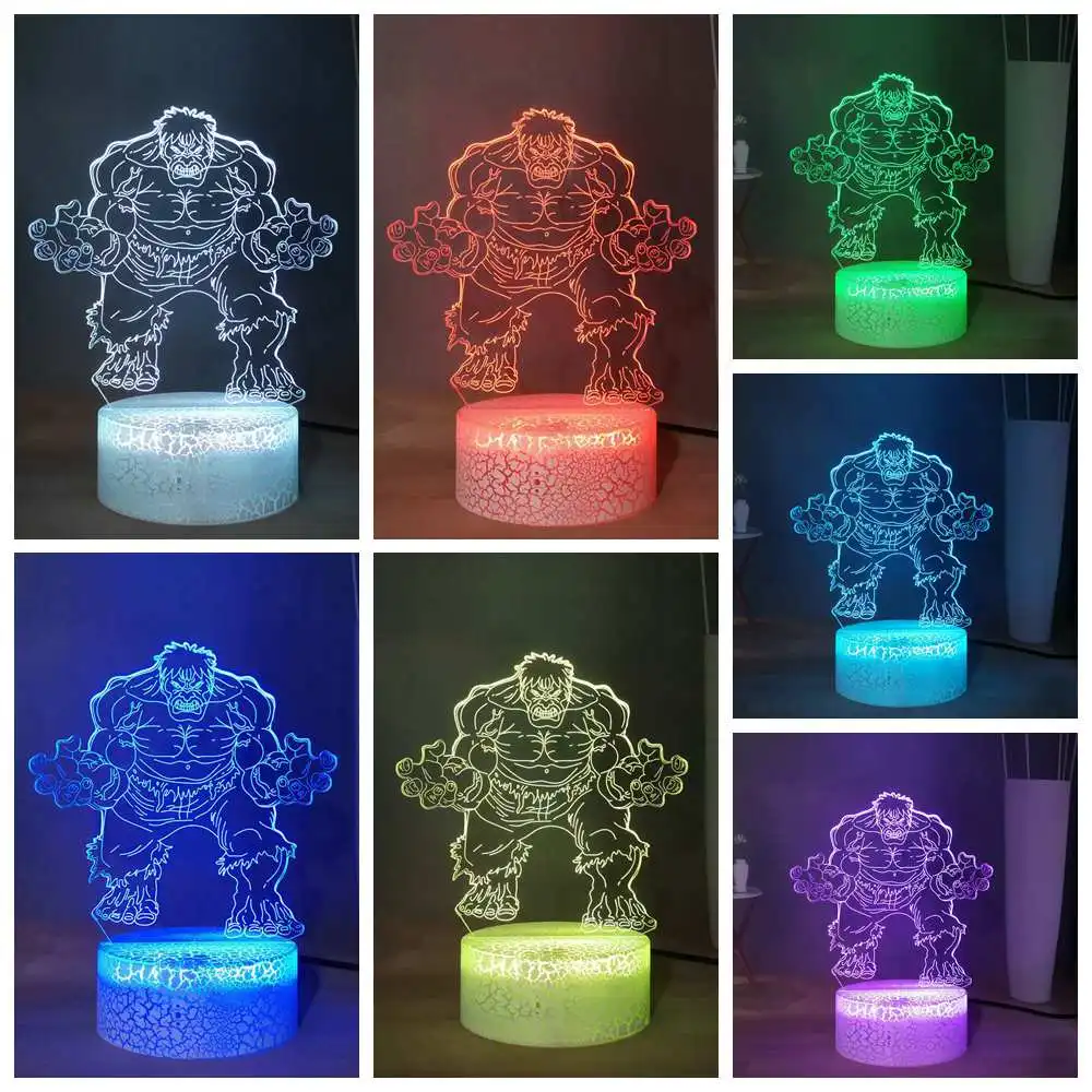 Новинка Marvel супергерой Халк USB дистанционный светодиодный детский ночник 3D лампа