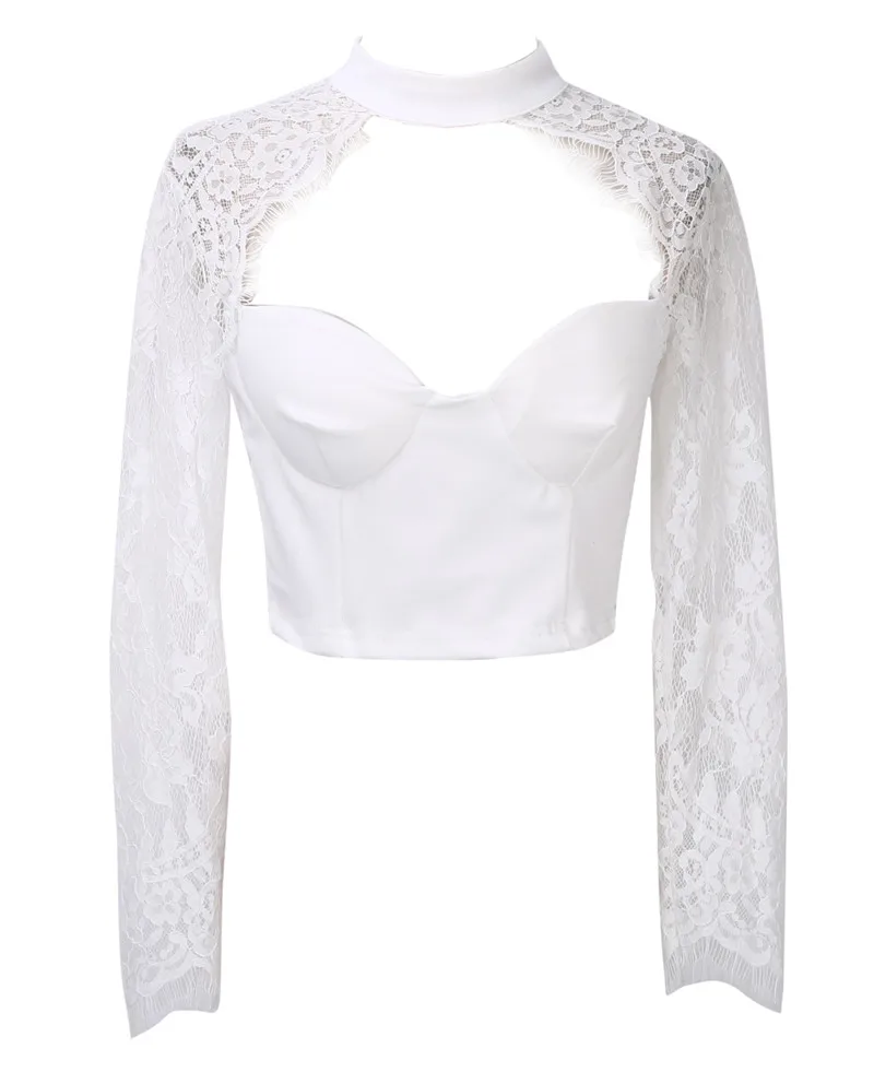 Модная Летняя женская повседневная сексуальная майка Топы Жилет Блуза с кружевными вставками укороченный топ рубашка черный белый - Цвет: Белый