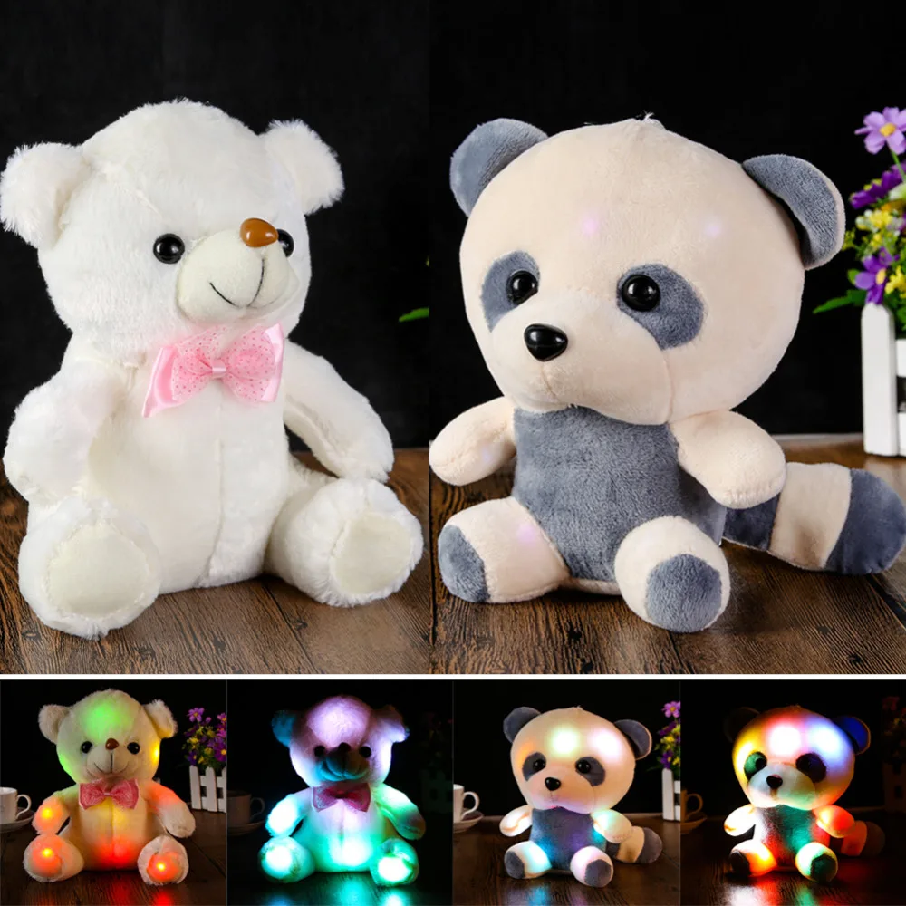 

25-30cm Large Cute LED Teddy Bear Panda Glowing in the Dark Stuffed Doll Toy Colorful Flashing Light Bear Hug Plush Toy Kid Gift
