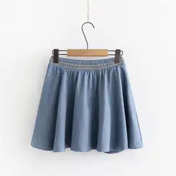 Новинка 2019, женская джинсовая юбка с бантом и надписью, Милая Кружевная юбка