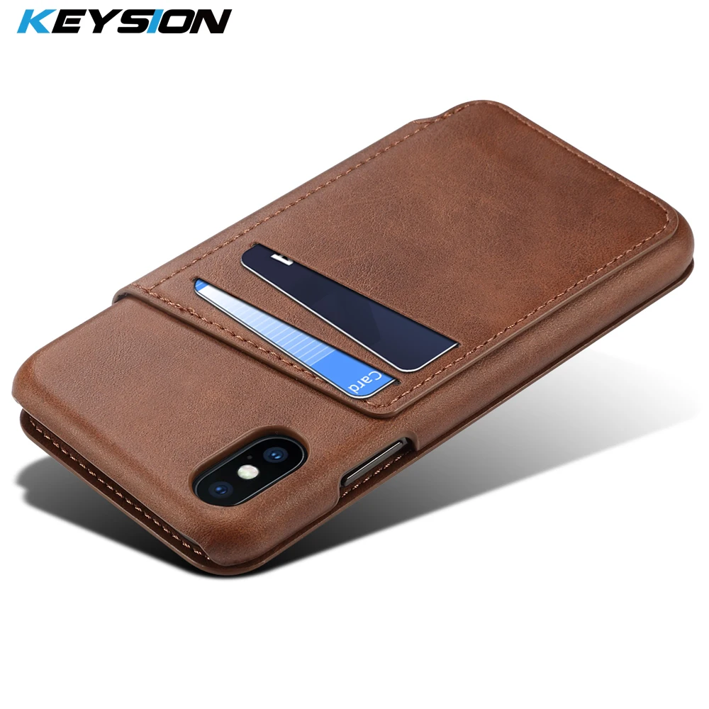 Keysion флип чехол для телефона iPhone X 8 7 6 Plus Роскошный кожаный кошелек с отделениями