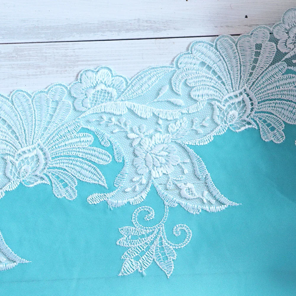 1 ярд 19,8 см ширина ручной работы DIY аксессуары для одежды Синяя вышивка кружевная ткань шторы диван кружевная отделка Аксессуары DIY LA233
