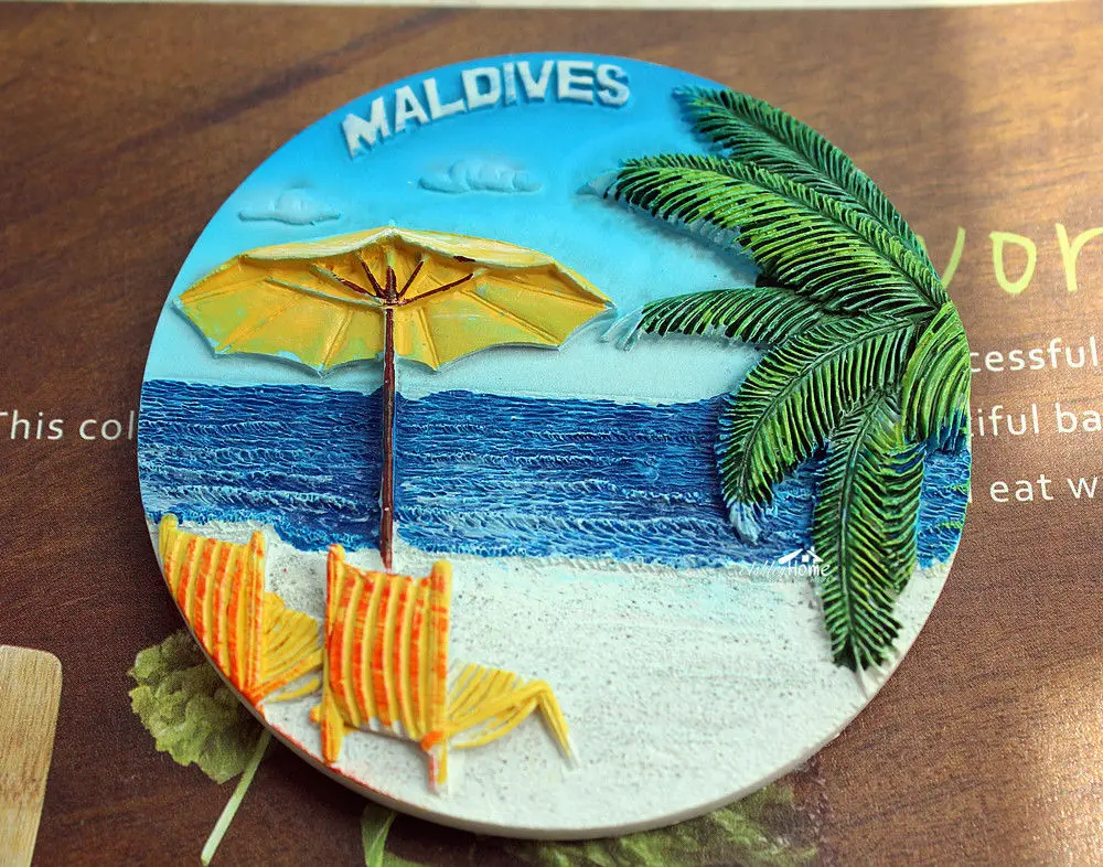 Sammlerstück 3D Kühlschrankmagnet Malediven Tourismus Souvenirs Küche 