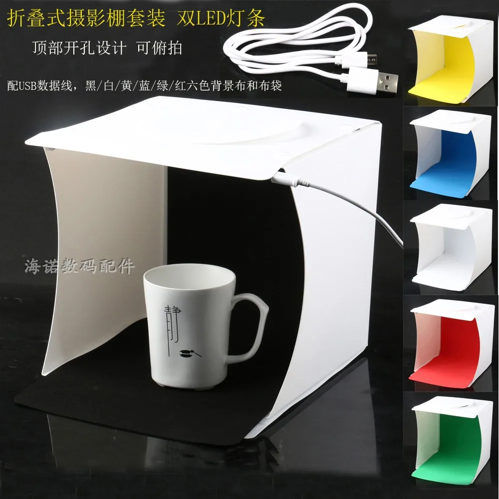 Mini 8 ''Portatile Pieghevole Usb Led Photography Studio Softbox Luce Tenda Lightbox W/Sfondi Per Smartphone Macchina Fotografica Di Dslr Foto