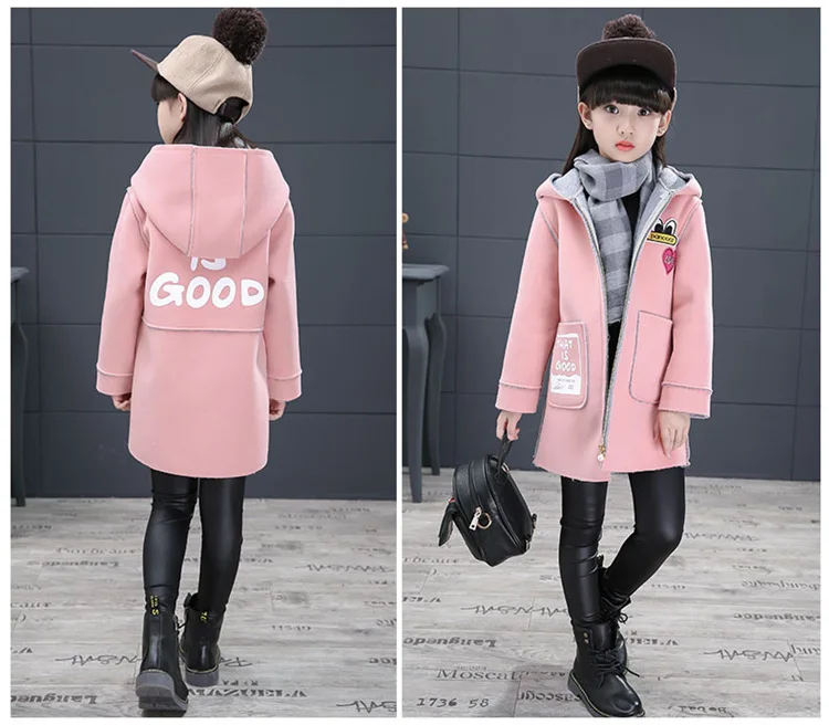 Новая одежда; шерстяные и смесовые куртки для девочек; сезон осень-зима; Одежда для девочек; детские пальто в Корейском стиле; пышные длинные пальто