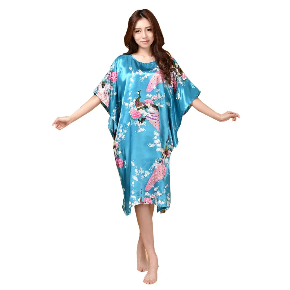 Новое поступление черный для женщин из искусственного шелка халат ванной платье юката Ночная рубашка пижамы Nuisette Pijama Mujer один размер TB08B