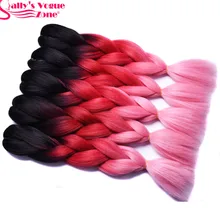 Омбре синтетические плетеные волосы Джамбо косы 3 тона черный красный розовый цвет салливорс 24 дюйма высокотемпературные волокна Наращивание волос