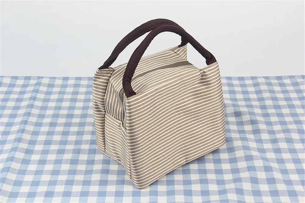 

Striped Portable Lunch Bag Thermal Insulated Cold keep Food Safe warm Lunch bags For Girls Outdoor Picnic Bolsa de almuerzo #