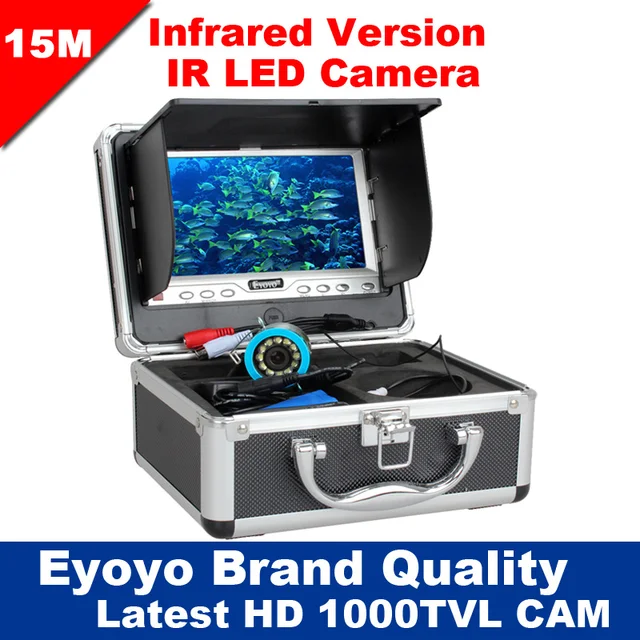 Cheap Eyoyo Original 15M Underwater Fish Finder Fishing HD 1000TVL Video Camera Sunshield Sunvisor Infrared IR LED lights