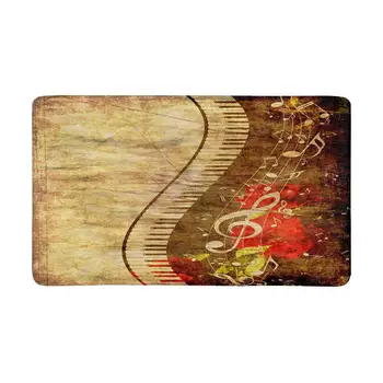 

Piano Keys with Musical Notes Grunge Indoor Doormat Latex Backing Non Slip Door Mat Entrance Rug