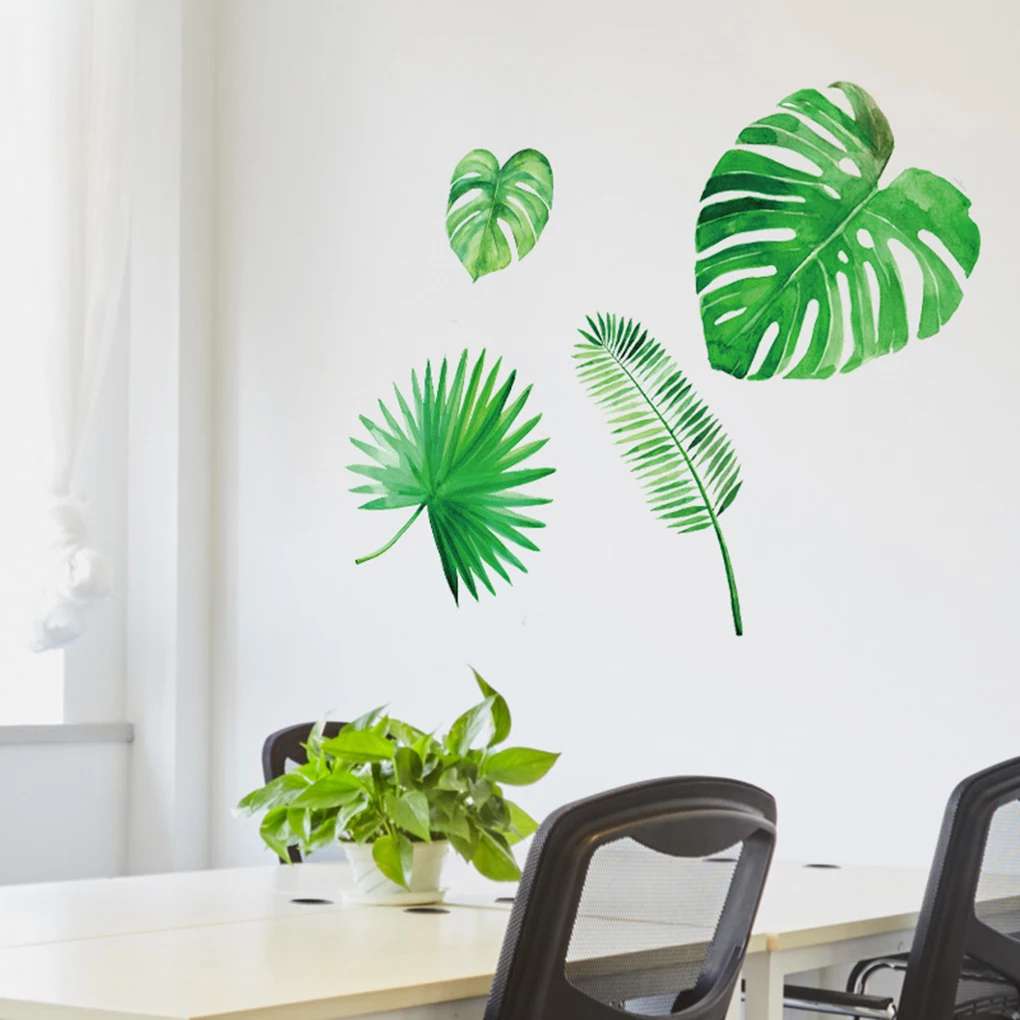 

Green Leaves TV Background Wallpaper Self-adhesive Plant Leaf Restaurant Wall Sticker PVC Decals