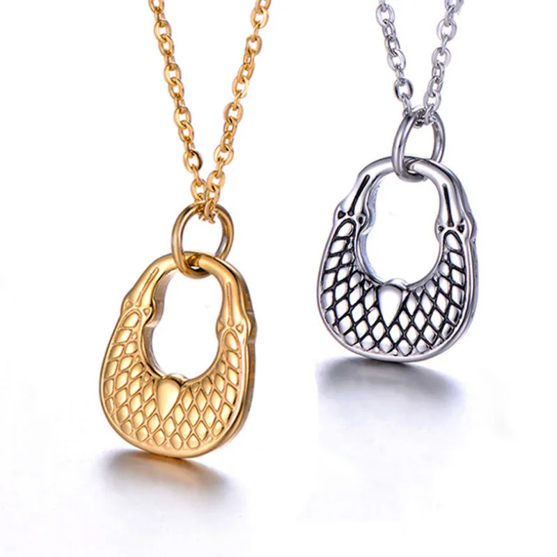 

Titanium steel fashion creative bag-shaped female necklace chain pendentif femme charm personality pendant jewelry