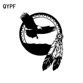 

QYPF 13.5CM*18CM Fashion Dream Catcher Bald Eagle Windshield Car Sticker Decal Black/Silver Vinyl C15-0885
