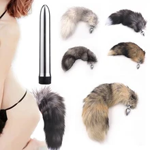 Metal Butt Plug Black Fox Tail Anal Plug Smooth Fur Sex Toys For Women Adult Games Sex Products and dildo vibrator