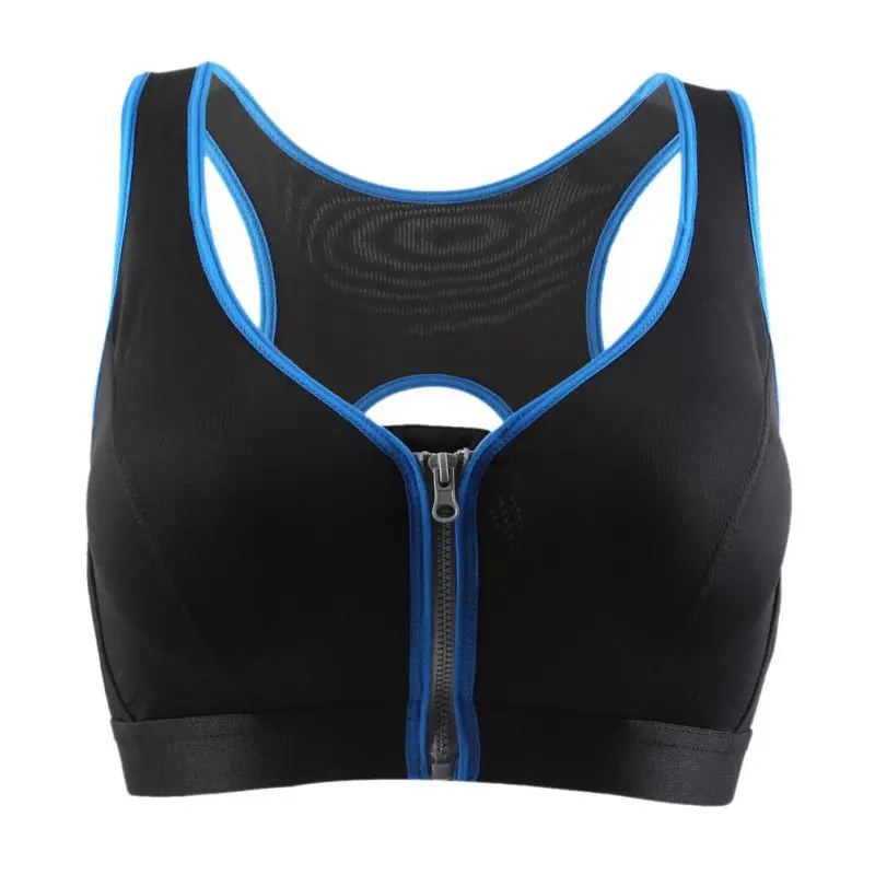 

Women Sport Bra Shockproof Breathable Workout Racerback Sports Bra Running Fitness Front Zipper Yoga Tank Top 2018