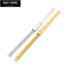 Way deng-Для женщин из нержавеющей стали Миланского сетчатого металлического ремешка для часов 8 мм 10 мм золотого и серебряного цвета с застежкой-крючком ремешок для часов браслет-Y160