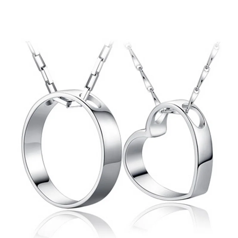 

2019 New Fashion Silver Lovers Round Heart Pendant For Women Men Birthday Party Gifts Jewelry Wholesale