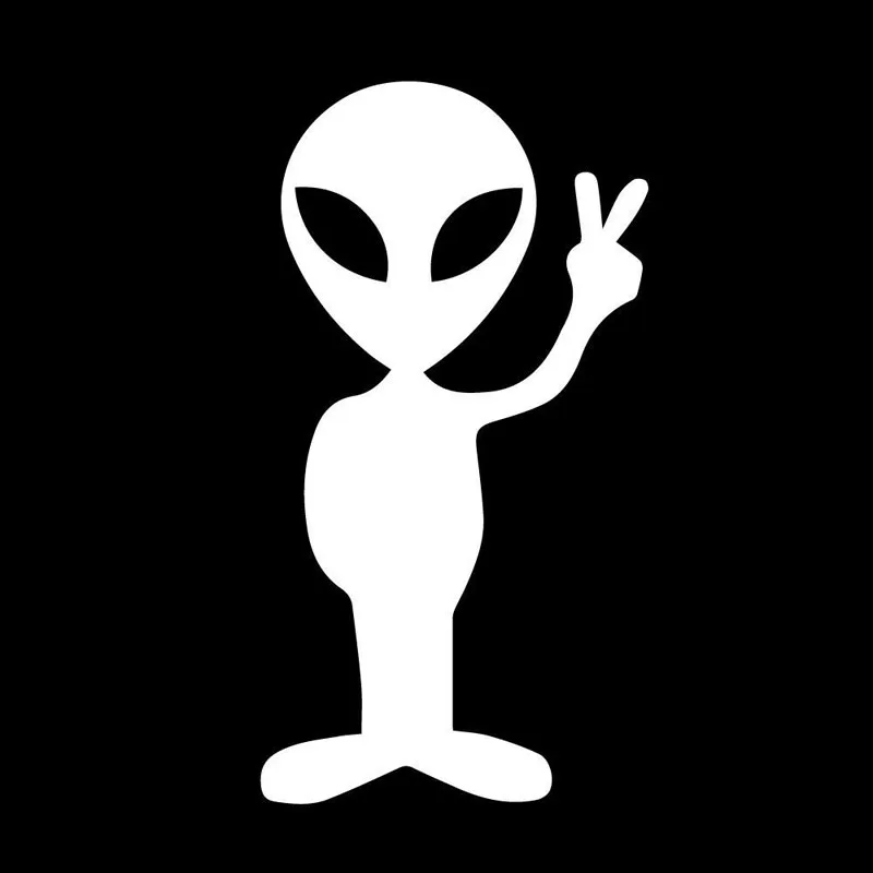 YJZT 6,8 см* 12,7 см инопланетянин мир виниловая наклейка на машину наклейка НЛО инопланетяне черный/серебристый C3-0492 - Название цвета: Серебристый