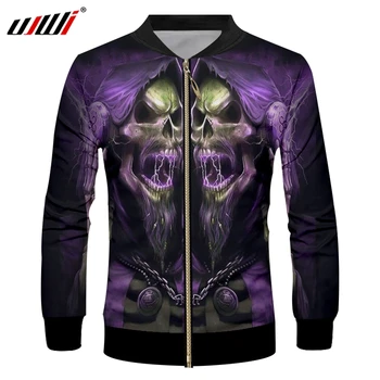 

UJWI Zip Jacket Trend New Coat Man Zipper Jackets 3D Printed Purple Flash Skull Plus Size 5XL Clothing Homme Winter Windbreaker