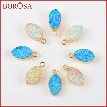 

BOROSA 10PCS Wholesale Marquise Japanese Opal Charms, Charm Gems for Earrings/Necklace Making G1467