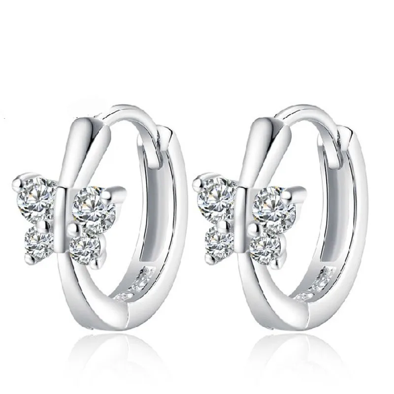 

JEXXI Fashion Wholesale Jewelry 925 Sterling Silver Earring Embed CZ Butterfly Circle Earrings For Women Accessories