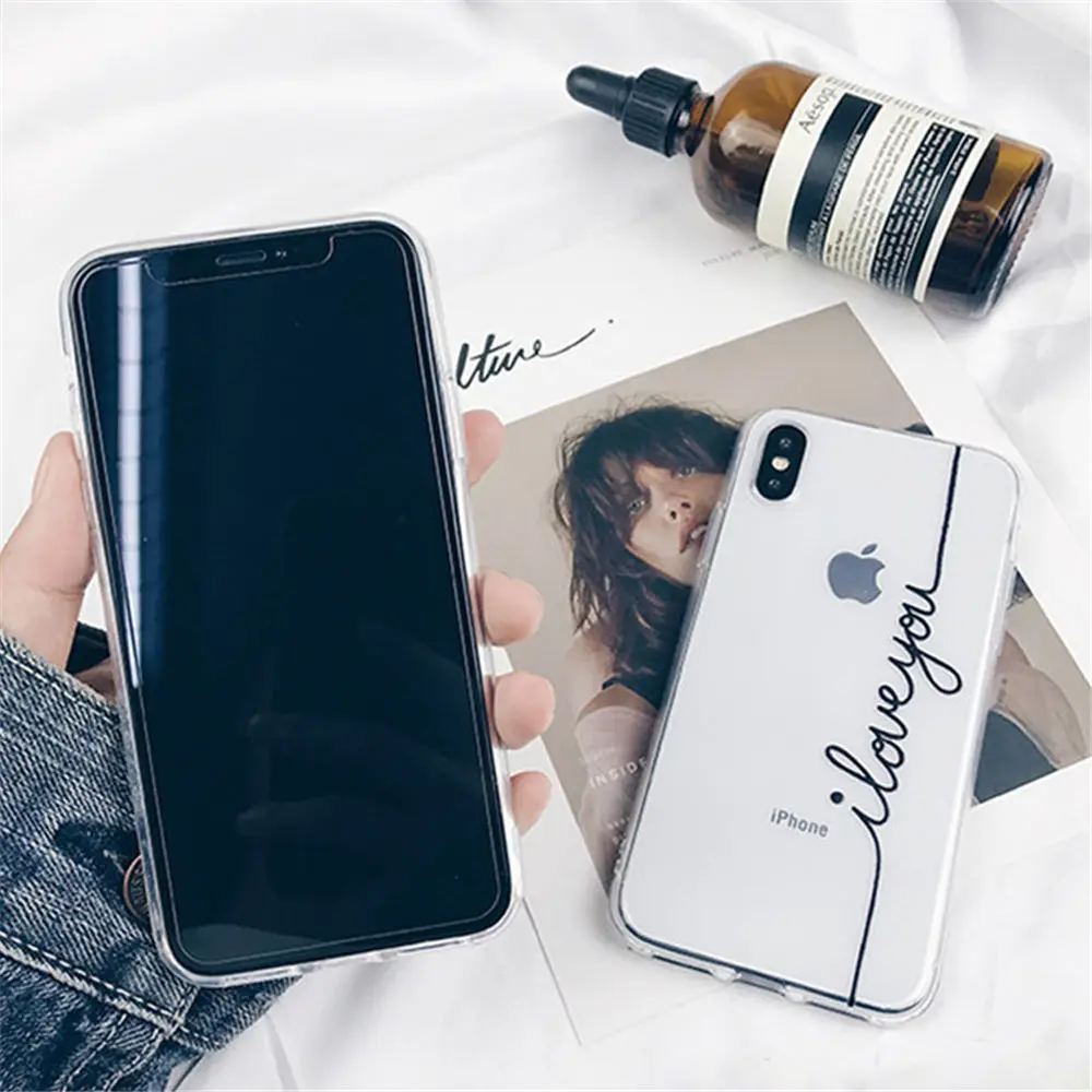 Lovebay пары телефон чехол для iPhone 7 8 6 6s Plus 5s SE X XR XS Max Прозрачный Письмо Любовь Мягкий ТПУ силиконовый чехол