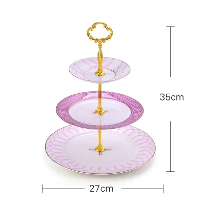 3 слоя торт стенд или 2-слой фруктов лоток костяного фарфора плиты торт стенд Керамика десерт конфеты лоток - Цвет: D