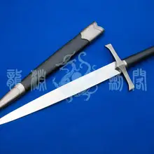 S4317 миниатюрный винтажный стальной сабля нож меч W/черный ножны& кольцо гимнастический 15,8"