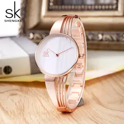 Shengke SK изысканные женские кварцевые часы золотые наручные часы с инкрустированным браслетом браслет для дам девушке Подвески часы подарки
