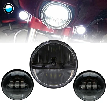 

7"inch LED Projector Headlight Passing Light +4.5 Inch Passing Lamps Fog Lights Fit motorcycle Softail Deluxe Slim Fat Boy FLD.