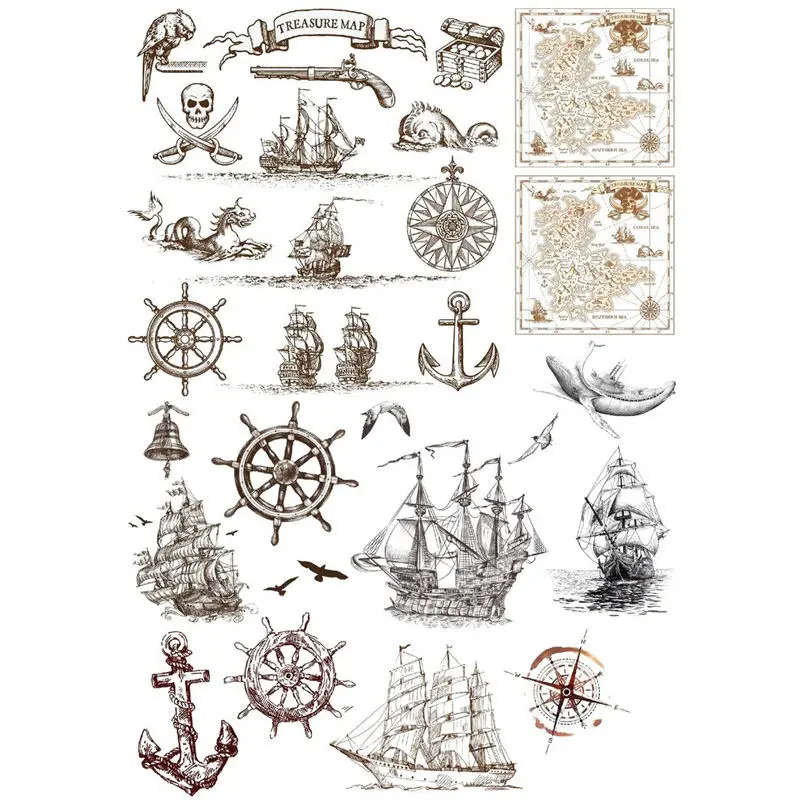 

2 pcs/lot Retro Pirate Boat Anchor Scrapbook Bullet Journal Stationery Stickers Planner Poster Post It Patchwork Craft Supplies