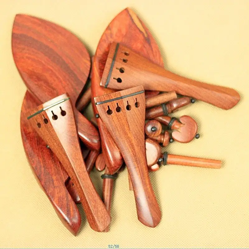 Wholesale 3 sets natural rosewood 4/4 violin accessories peg tailpiece chinrestviolin accessory