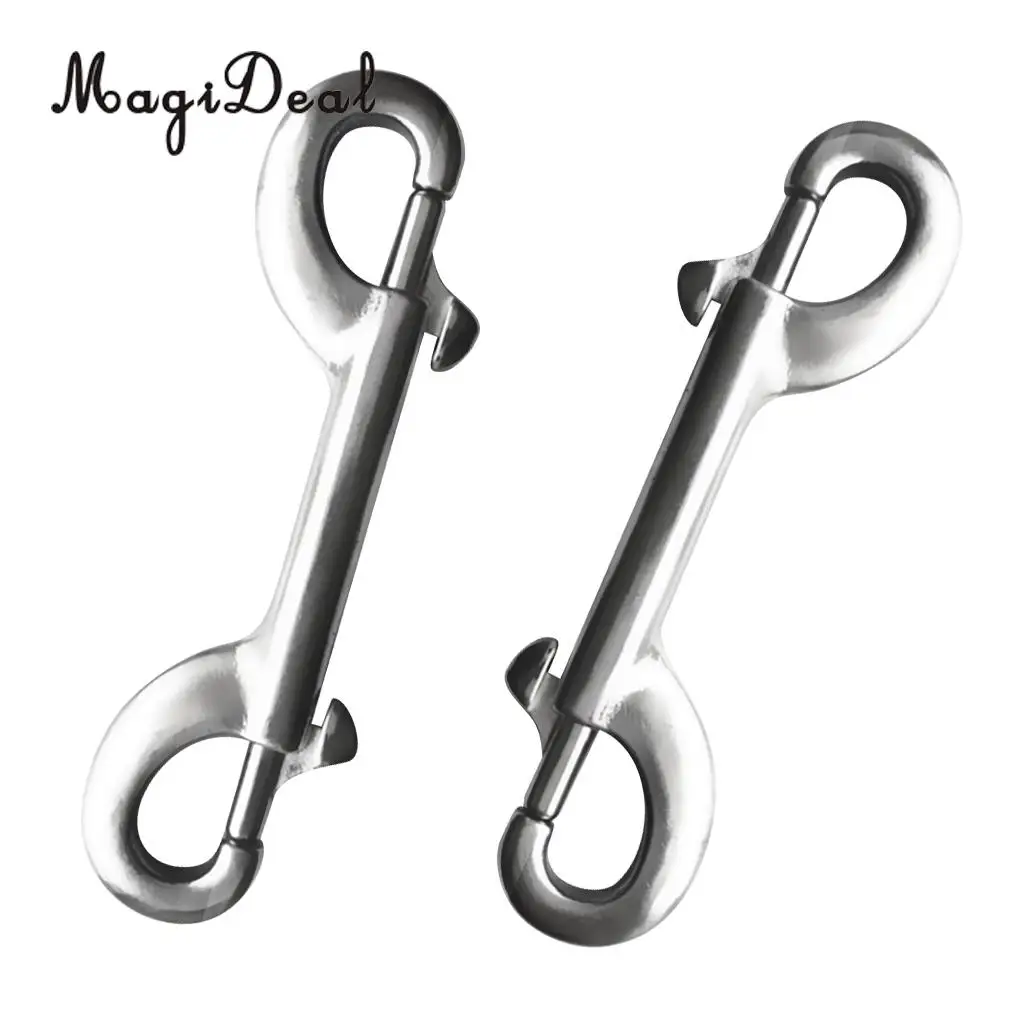 MagiDeal  Newest  4 Pieces 10cm Scuba Diving Dual End Bolt Clip 316 Stainless Steel Double Ended Snap Bolt Clip 