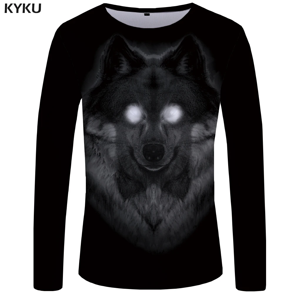 KYKU Brand Wolf T shirt Men Long sleeve shirt Eye Graphic Blood Printed Tshirt Black Cool Vintage Japan Hip hop Mens Clothing KYKU Brand Wolf T shirt Men Long sleeve shirt Eye Graphic Blood Printed Tshirt Black Cool Vintage Japan Hip hop Mens Clothing