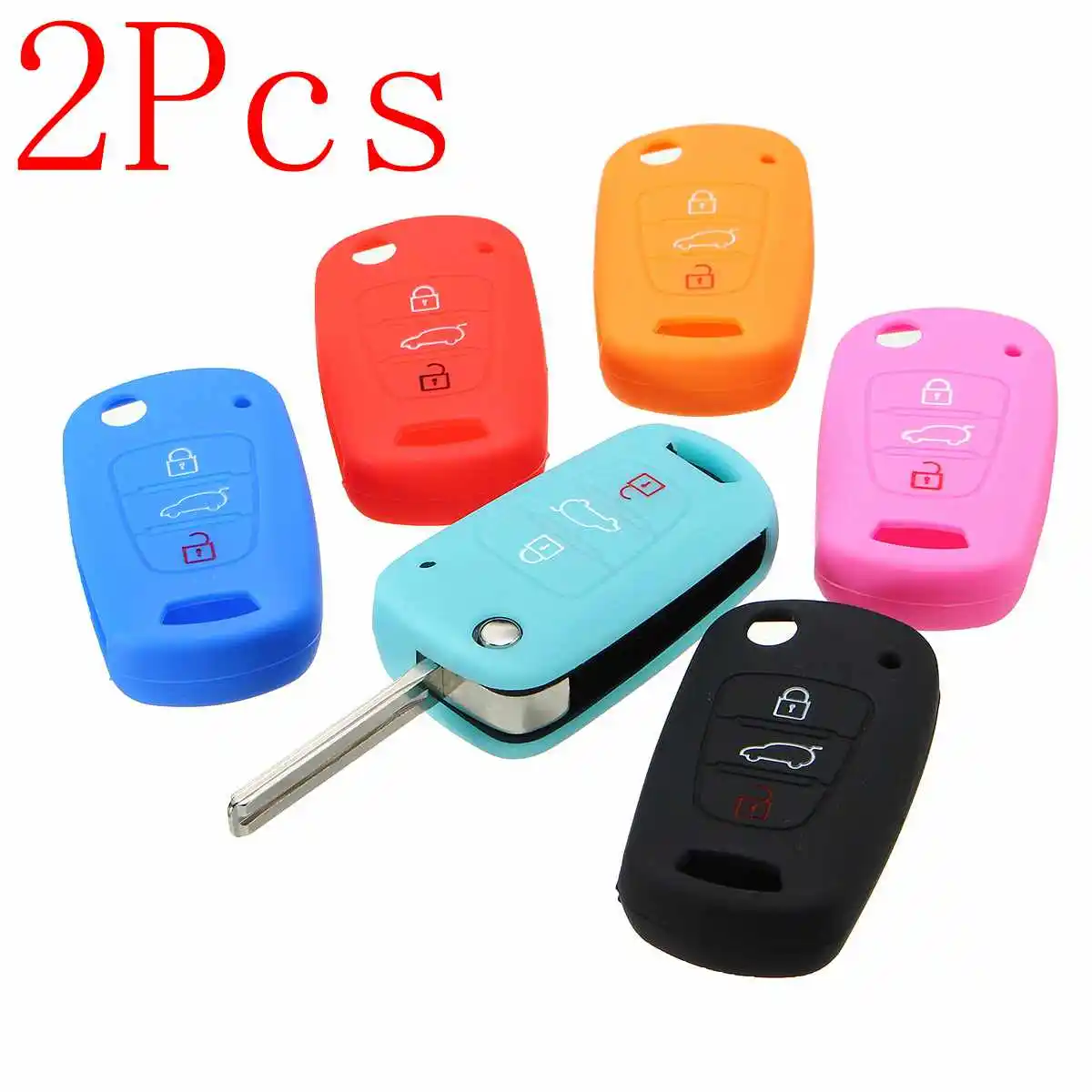 

2Pcs Silicone 3 Button Remote Key Fob Case Cover For Hyundai Elantra Accent i20 i30 Key Shell for Car