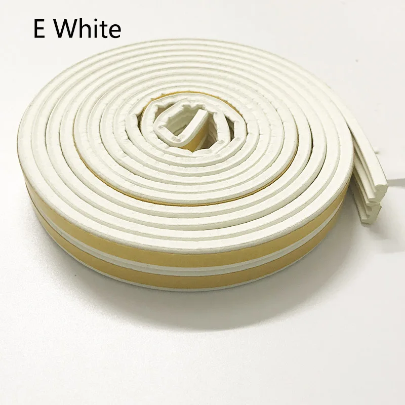 E-type 5m Doors And Windows Seal Strip Soundproof Strip Self-Adhesive Foam Rubber Super Glue Soundproofing Weatherstrip Top