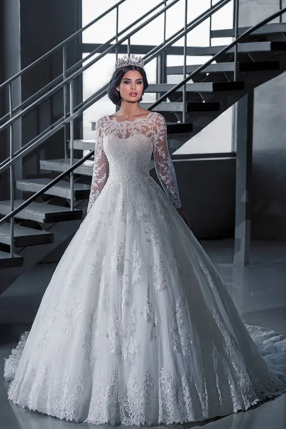 

Robe De Mariage Lace Wedding Dresses Long Sleeve See Through Wedding Dress 2015 Hot Sale Sweetangel Vestido De Noiva MS40