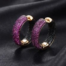 Полный микро кубический цирконий круглые большие круглые серьги для женщин подарок роскошные разноцветные Круглые серьги женские модные вечерние ювелирные изделия