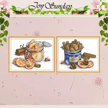 

Lemon Cinnamon painting counted 11CT 14CT Cross Stitch Set Wholesale DIY Cross-stitch Kit Embroidery Needlework Home Decor