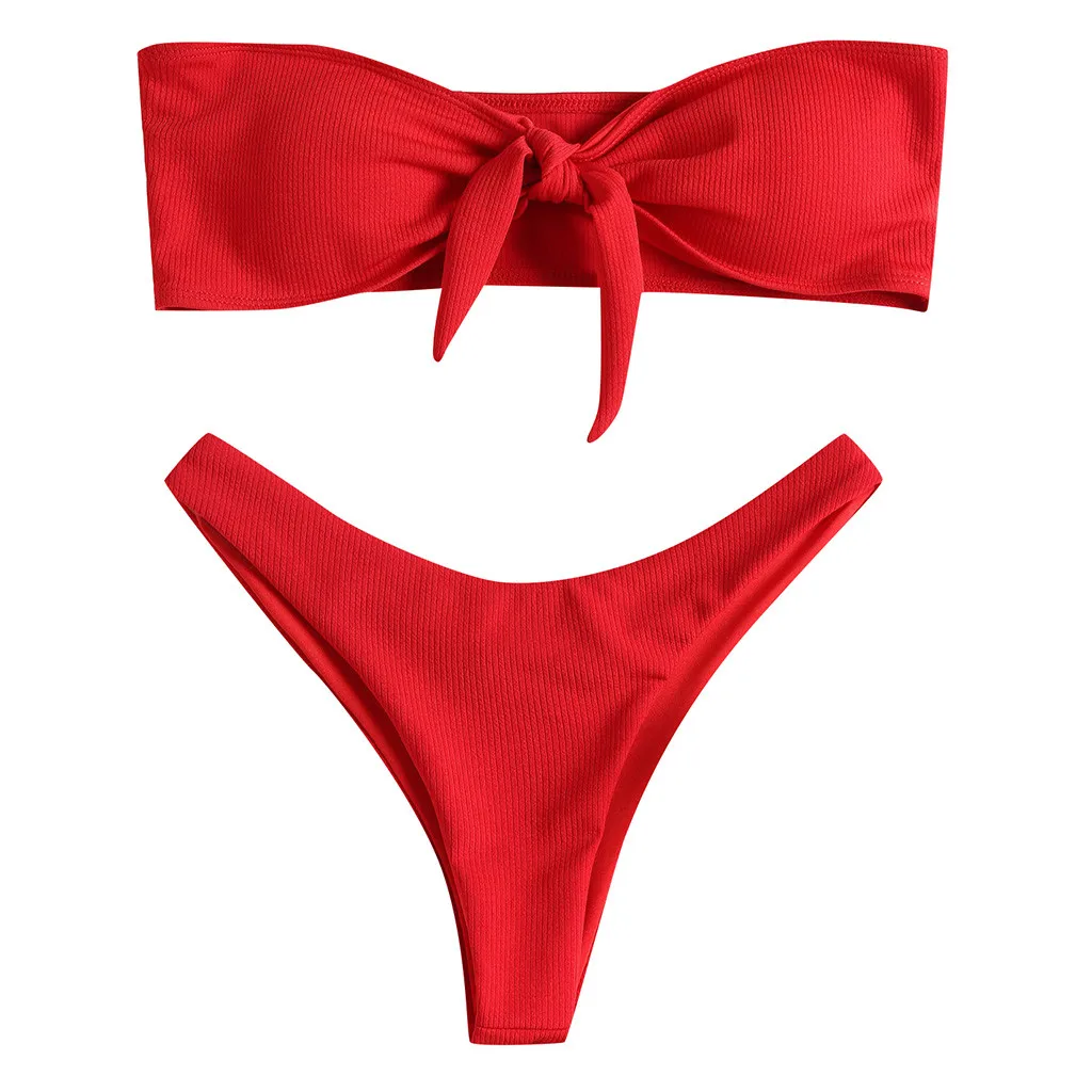 KLV бикини пуш-ап женский бикини mujer cintura alta купальный костюм moda praia biquini cintura alta купальник женский бикини#4 - Цвет: Красный