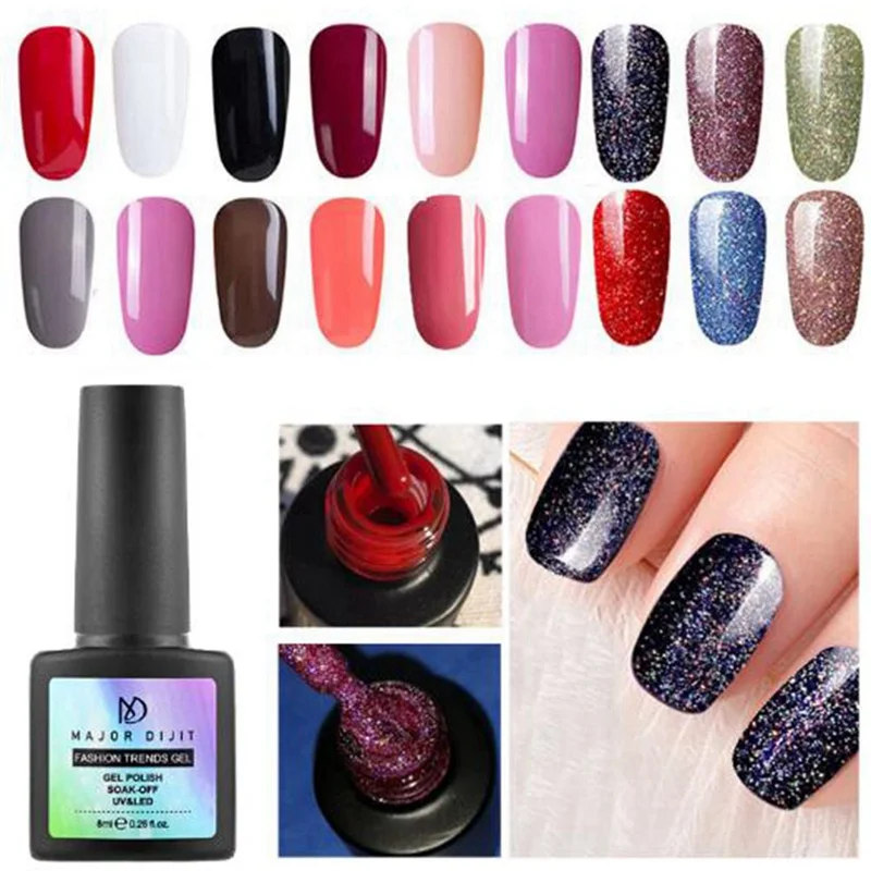 

8ML Professional Glitter Hybrid Soak Off Varnish Nail Art Gel Adhesive Polish Diamond Nail Gel Nail Shop Dedicated