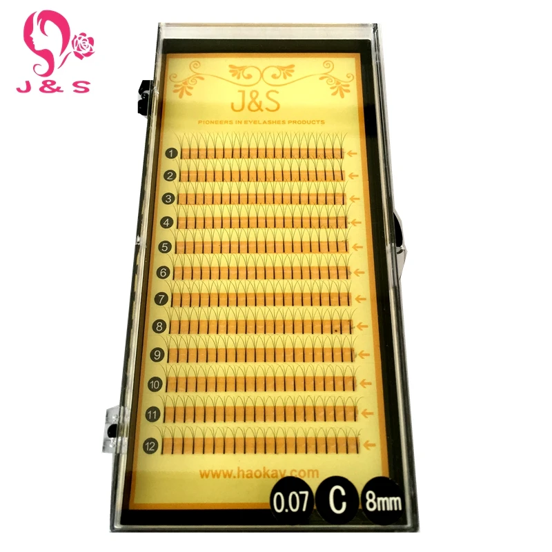 3pc 0 07MM 0 10MM Thick Long premade fans W Knot Free False Eyelashes C D