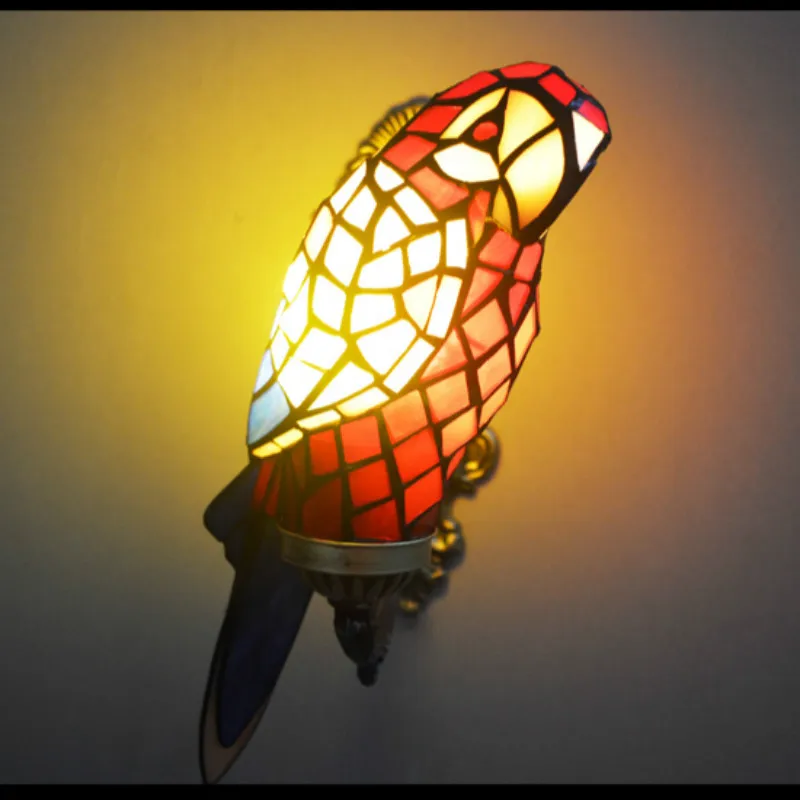 Macaw bird tiffany wall lamp stained glass wall mounted accent lamp for foyer novelty light fixture unique home decor lighting Macaw bird tiffany wall lamp stained glass wall mounted accent lamp for foyer novelty light fixture unique home decor lighting