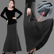 Новая осенне-зимняя юбка модная длинная юбка-труба из плотной ткани с высокой талией для девочек Женская теплая бархатная юбка