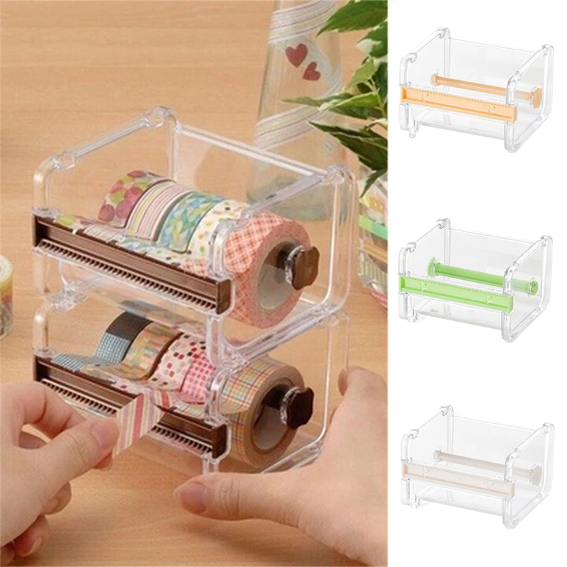 Шт. 1 шт. бежевый цвет MaskingTape резак Васи TapeStorage OrganizerCutter OfficeTape DispenserSupplies