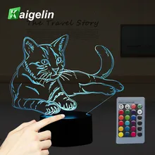 Novelty Cat 3D Illusion Lamp USB LED Touch Sensor Light 7 Colors Remote Control LED Table Lamp Luminaria Children’s Night Light