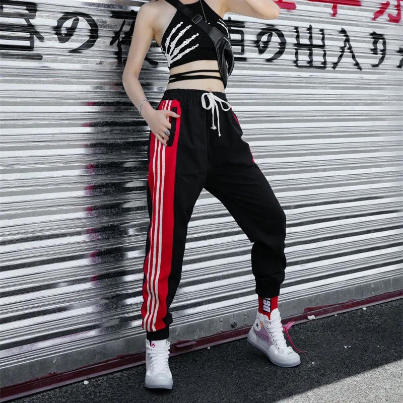 Americanand European hip hop stripe leisure pants women's baggypantsin