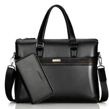 

13 inch Men's shoulder bag Men's leather briefcase PU material Men Waterproof handbags fashion briefcase black shoulder bag hot